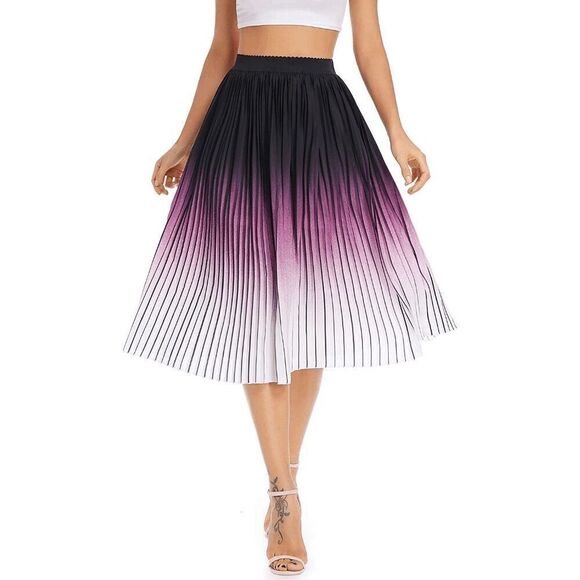 Dresses & Skirts - 💜 NWT Pleated Chiffon Elastic Waist Gradient Ombre Purple Swing Skirt SIZE S